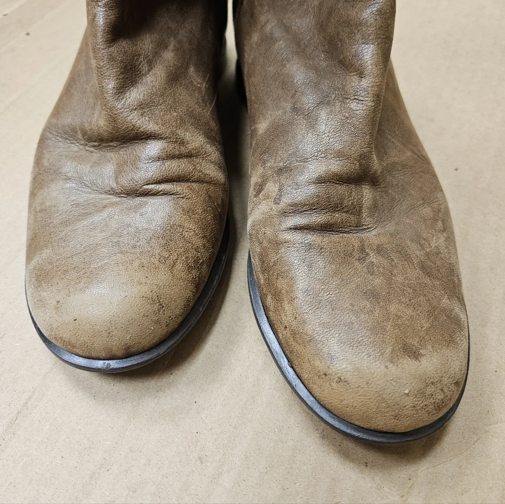 Stuart Weitzman 5050 Leather Over The Knee Wedge Boots Brown Tan